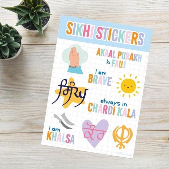 Sikh gratitude sticker sheet | Sikh Gift & Kids stickers