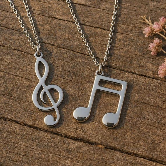Edelstahl Halskette mit Notenschlüssel Musiknote Musikalischer Schmuck Kettenlänge 40–60 Geschenk Musiker Musikliebhaber Karabinerverschluss
