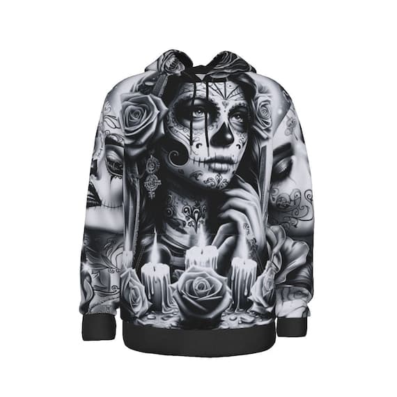 Sugar Skull Hoodie, Day of the Dead, Halloween Graphic Sweatshirt