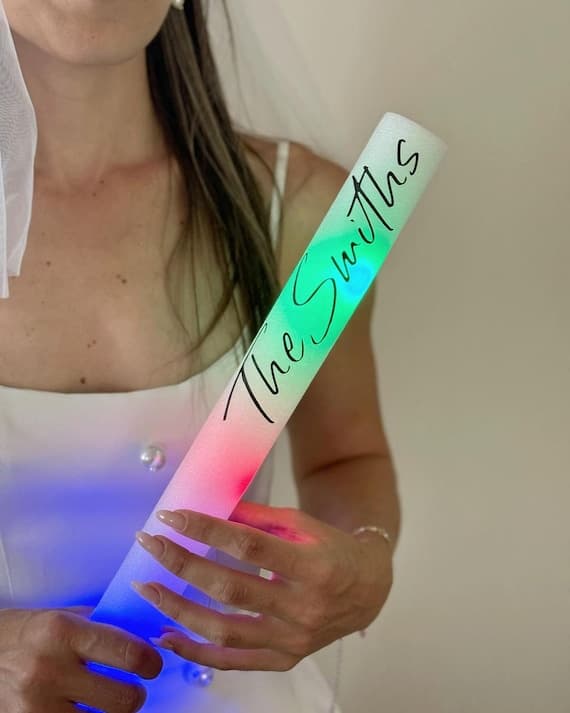 30 - 200 Custom LED Foam Party Sticks: Multicolor Personalized Wedding Favors