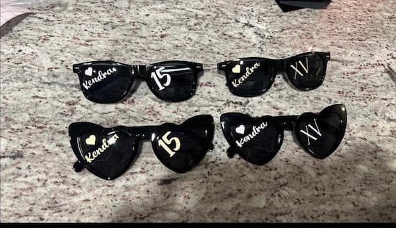 Quinceanera personalized sunglasses party favors XV stickers for glasses