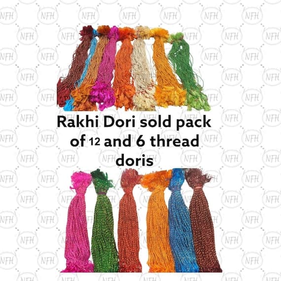 Rakhi Thread Set: Hindu Raksha Bandhan Dora/Dori - 12pcs Mix