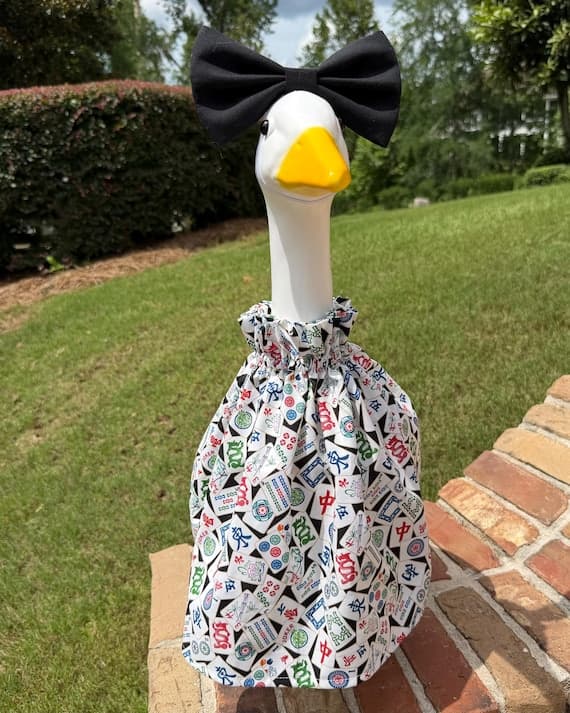 Mahjong Porch Goose Frock and Bow Set, Goose Dress for 23 Inch Porch Goose, Mahjong Lover Gift