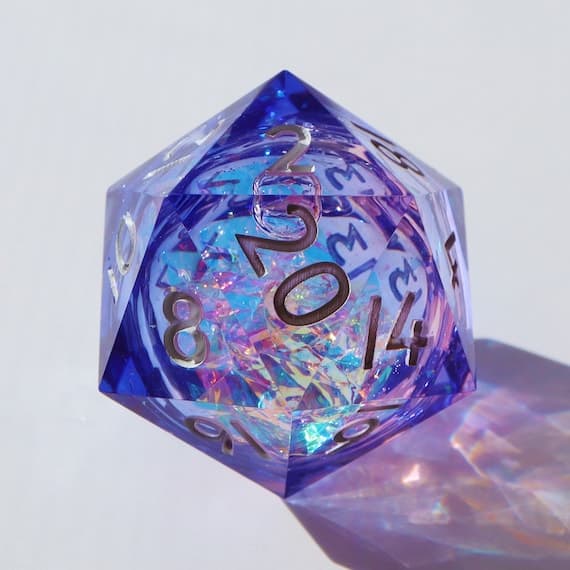 Pastelaria Liquid Core Chonk D20 - oversized d20, 40mm d20, holographic handmade resin sharp edge dice set for DnD, Dungeons and Dragons