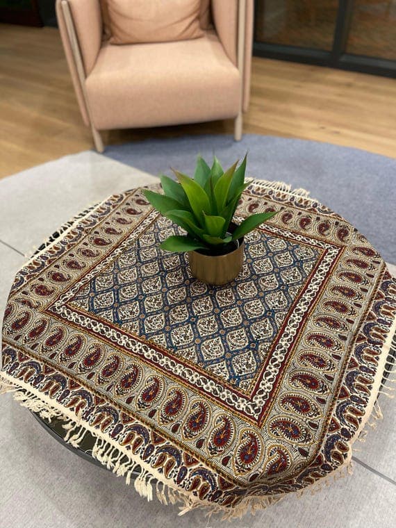Persian Termeh Tablecloth | Hand Woven Boho Table Decor 40x40 | Traditional Floral | Nowruz Haft Seen Gift For Men And Women