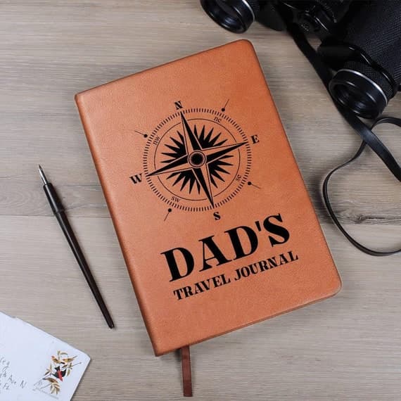 Dad Travel Journal, Birthday gift for Dad, Personalized Vegan Leather Journal, Christmas Gift dad From Daughter, Hiking Journal for Father