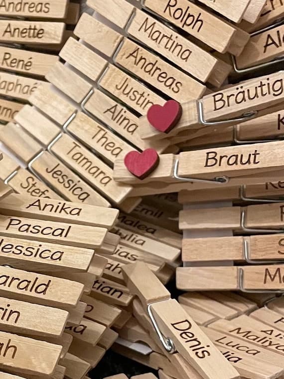 Personalisierte Wäscheklammern - Tischkarten - Hochzeitsdeko - Sitzplan - Gastgeschenk - Oktoberfest -Glupperl