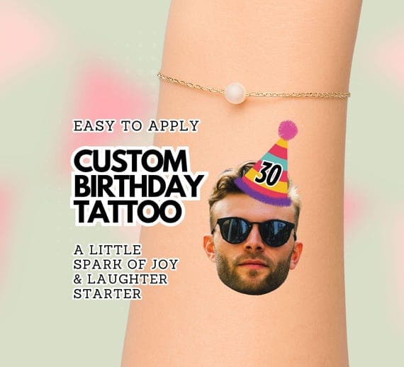 Personalized Birthday Face Tattoo - Milestone Party Favor