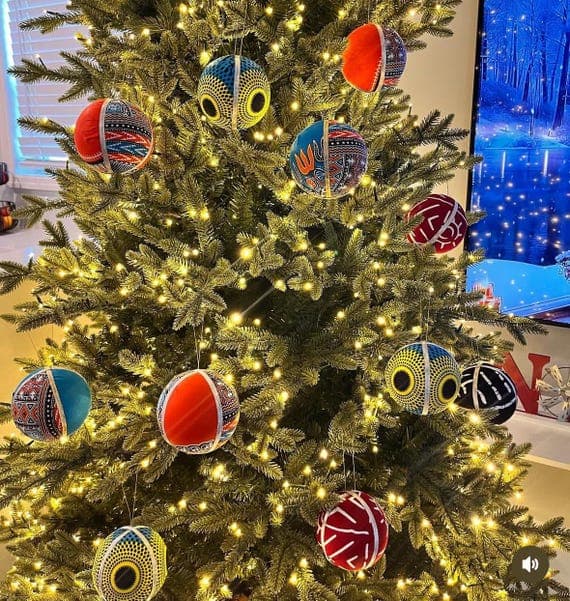 African Christmas Ornaments - 4 PC Kente Ornaments - Handmade Ornaments for Kwanzaa Year Round, African Print Ornaments, CHRISTMAS Gift SALE