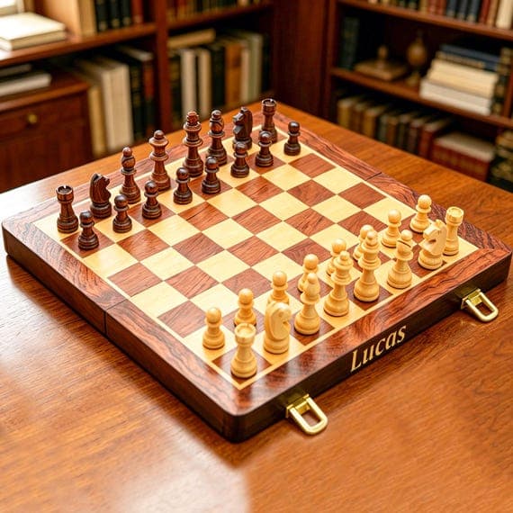 Personalized Wooden Chess,Magnetic Foldable Engraved Chess Board, Gift for Dad, Birthday Anniversary Gift for Men Chess Lover,gift for kids