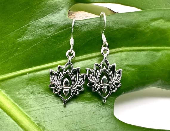 Lotus Flower Earrings 20mm // Zen Cut Out Earrings // Buddha // Mandala Serenity // 925 Sterling Silver