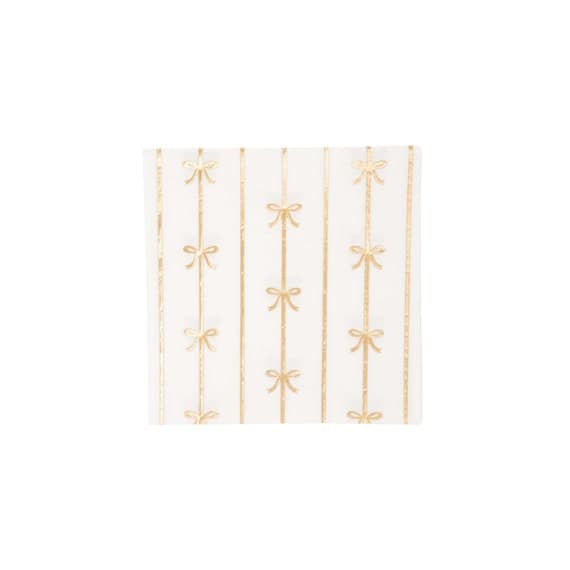 Gold Bow Small Paper Cocktail Party Napkins
